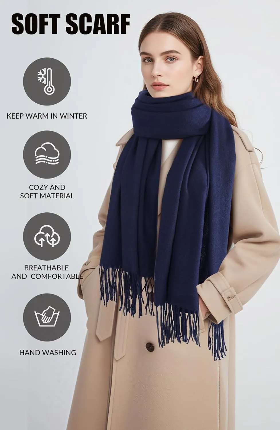 Scarf for Women - Women's Fall Winter Scarfs, Pashmina Shawl Wraps for Women, Long Blanket Scarf for Evening Dresses