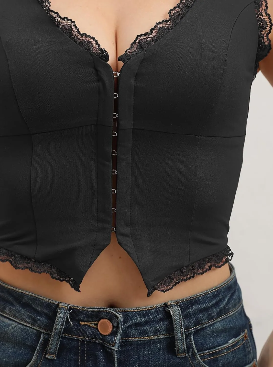 Sexy Lace Top for Women Summer V Neck Sleeveless Y2K Going Out Corset Tank Tops