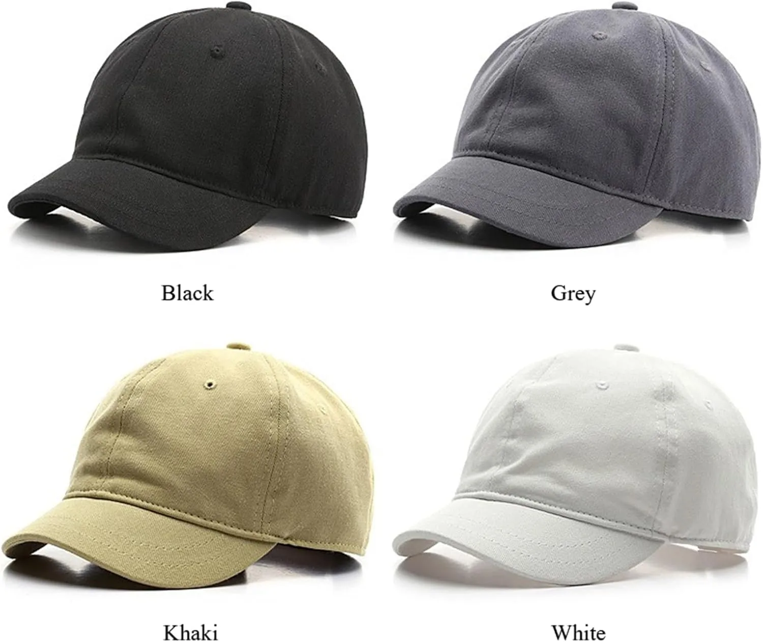 Short Brim Unconstructed Soft Cotton Plain Baseball Cap Adjustable Washed Low Profile Dad Hat for Men Women