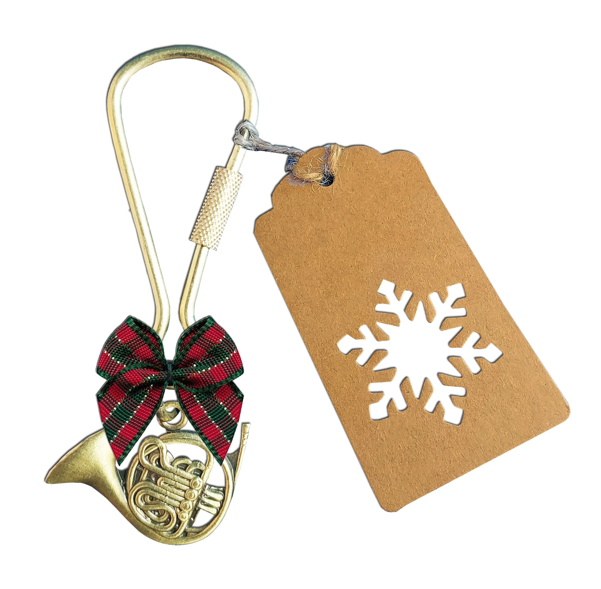 Solid Brass French Horn Christmas Ornament