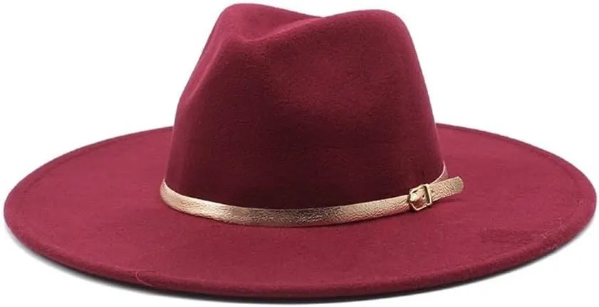 Spring and Autumn Woolen Panama Top Hat, Shiny Leather Felt Hat, Fashion Large Flat Brim Jazz Hat Fengyan Cowboy Hats