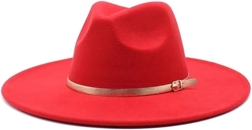 Spring and Autumn Woolen Panama Top Hat, Shiny Leather Felt Hat, Fashion Large Flat Brim Jazz Hat Fengyan Cowboy Hats