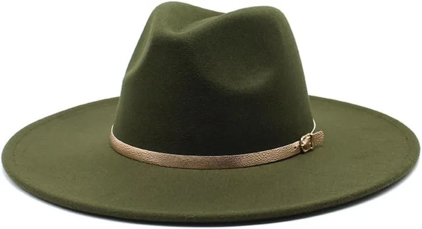 Spring and Autumn Woolen Panama Top Hat, Shiny Leather Felt Hat, Fashion Large Flat Brim Jazz Hat Fengyan Cowboy Hats