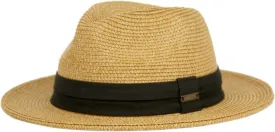 Sun Straw Fedora Beach Hat Fine Braid UPF50  for Unisex