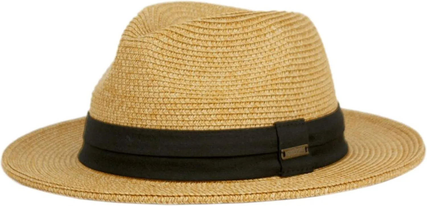 Sun Straw Fedora Beach Hat Fine Braid UPF50  for Unisex