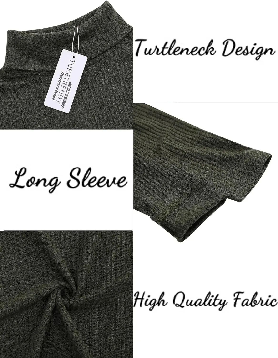 TURETRENDY Men's Stretch Muscle Tshirts Turtleneck Long Sleeve Knit Tees Casual Slim Fit Basic Shirt Tops