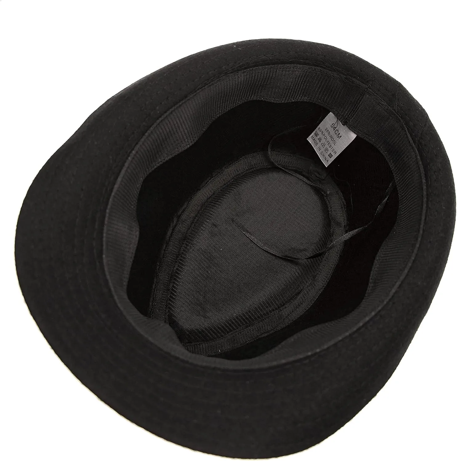 Unisex Classic Manhattan-Gangster-Fedora-Hat Short-Brim Trilby Hat - Women Men Wool Felt Winter Structured Hat with Band(S/M)