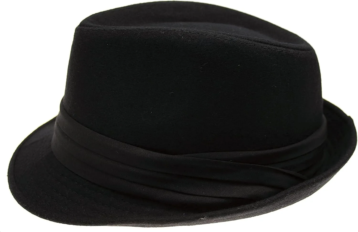 Unisex Classic Manhattan-Gangster-Fedora-Hat Short-Brim Trilby Hat - Women Men Wool Felt Winter Structured Hat with Band(S/M)